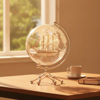Globe with Sailboat Ornament Touch-Controlled for Display Cabinet, Collectors