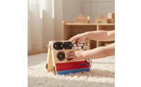 Wooden Busy Board Screen Play Educational Activity Board Travel Friendly Foldable Sensory Toy for Young Children, Preschoolers