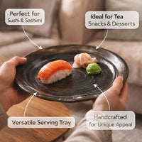 Wabi-Sabi Ceramic Plate, Light Luxury Retro Style