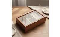 Wooden Jewelry Box Solid Wooden with Glass Lid Top Jewelry Case Vintage Jewelry Arrangement Display Box for Women, Men