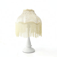 Fringe Table Lamp Scalloped Floral Table Lamp Light Fixture Vintage Romantic for Women, Bedroom, Vanity