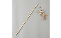 Cat Teaser Wand Wooden Cat Wand with Feathers Indoor for Chase Sessions, Kittens