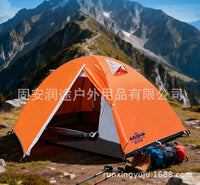 户外单人双层露营徒步骑行过夜登山帐篷航空铝杆双层防雨露营帐篷