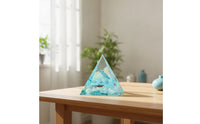 Coastal Pyramid Ornament with Shells Clear Resin Pyramid Elegant Paperweight Shining for Bedside Table