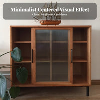Nordic Design Fluted Glass Door Cabinet Modern design Sideboard Multi-Functional Storage Furniture for Homeowners, Apartment Dwellers, Families, Dining Room, Entryway, Home Office, Kitchen