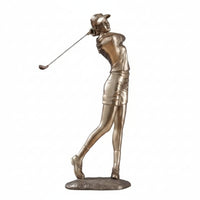 Golfer Statue Lustrous Sculpture with Golf Club Athletic for Clubhouse, Office