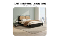 French Design Wooden Bed Sturdy Construction Solid Wood Foundation Bed No Box Spring Needed