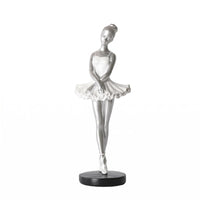 Ballet Performer Figurine White Tutu-Style Ballerina Statue Black Base for Shelf