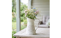 Rustic Metal Pitcher Vase Vintage Pitcher-Style Vase Farmhouse Metal Flower Jug Distressed for Mantel, Windowsill, Bookshelf