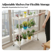 Movable Multi-Tier Rolling Plant Stand Floor-Standing Multi-Tier Plant Stand Indoor and Outdoor Use Flower Rack with casters for Gardeners, Apartment Dwellers, Homeowners, Balcony, Patio, Living Room, Corner