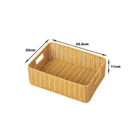 Rattan Style Basket Rectangular Wicker Storage Basket Decorative Lightweight Organizer with Open Top and Handles Suitable for Bedroom Living Room Table Arrangement
