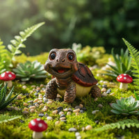 Cute Big-Expressive-Eyed Turtle Statue Whimsical Mini Turtle Garden Statue