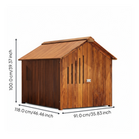 Insulated wooden dog house, raised floor