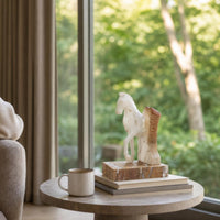 Horse Statue with Marble Base Elegant Horse Sculpture Minimalist for Entryway