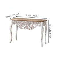 French Vintage Console Table Rectangular Top  Wood Console Table Cabriole Legs Furniture Piece for Entryway