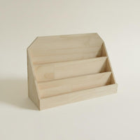 Vintage Wood File Rack Saving Wooden Desk Organizer Easy to Clean Desktop Document Sorter for Study