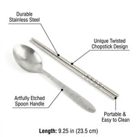 Stainless Steel Cutlery Set, Portable Camping Cutlery Set, Reusable Chopsticks and Spoon, Picnic Cut - Image 4