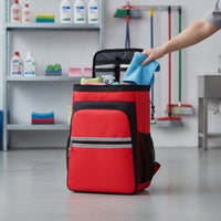 Waterproof Cleaning Backpack Wear-Resistant Cleaning Tools Backpack Heavy Duty Tool Kit Carrier Structured for Cleaners, Housekeepers, Janitors, Housekeeping