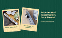 Metal Ruler, Multifunctional Measuring Tool, Drawing Compass, Metric & British Scales, Portable for School, Office, Engineers