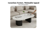 Faux Marble Top dual-level Oval Coffee Table Modern Minimalist design Living Room Furniture Space-Saving Home Furnishing Sturdy Construction for Apartment Dwellers, Office Managers, Interior Designers, Lounge, Reception Area, Bedroom