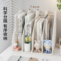 Desktop File Organizer Rack with Dividers, Simple Vertical Bookshelf for Office and Home