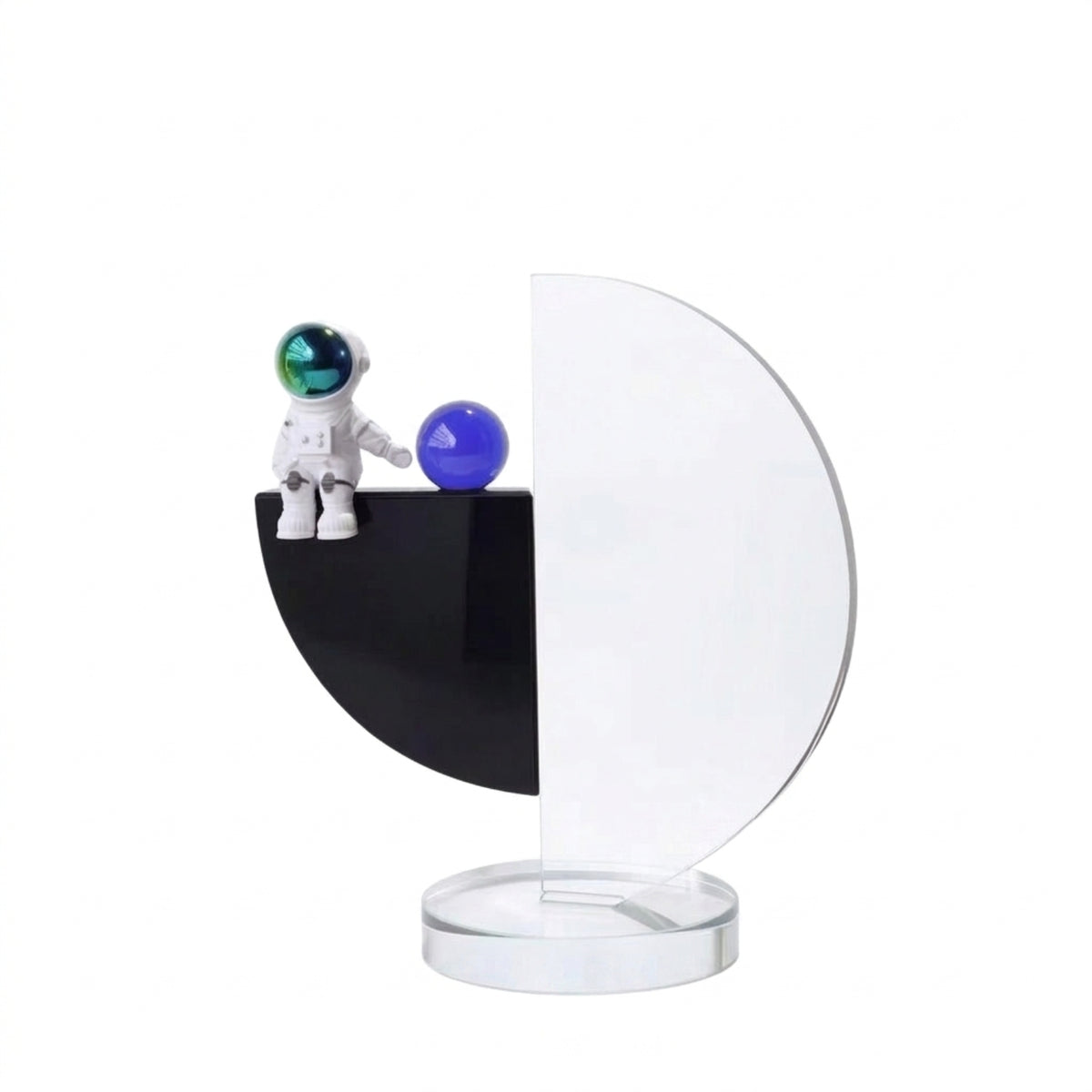 Crystal Ornament with Astronaut Geometric Desktop Ornament Transparent