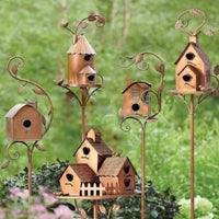 Metal Birdhouse Feeder Decorative Metal Bird Feeder Stake Easy to Display