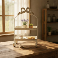 Two-Tier Tray Rack Iron Snack Rack Easy Access for Dessert Table, Entryway