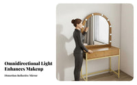 Vanity Table with Lights Adjustable Lighting Makeup Desk with Lighted Mirror Spacious Tabletop Lighted Makeup Vanity Set for Women, Apartment, Closet