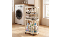 Rolling Storage Basket Ventilated Laundry Hamper with Wheels Mobile Rolling Hamper for Washroom, Entryway