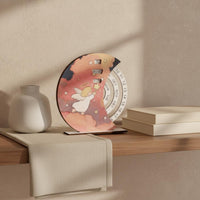 Wooden Perpetual Calendar Natural Wood Round Rotating Calendar Reusable