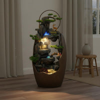 Rockery Waterfall Feature Tranquil Landscape Design Feng Shui Water Feature Misting Effect Bonsai Foliage Water Waterfall Feature