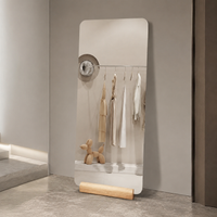 Full-length Mirror, Standing Mirror, Nordic Style, Wooden Frame, 80cm Width, Large Standing Mirror, For Fitting Rooms, Commercial Use