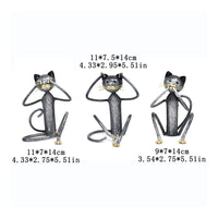3 Pieces Metal Feline Statue Creative Design Tabletop Ornament Detailed Carving