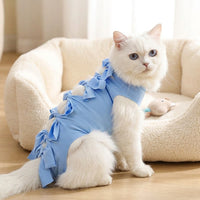 Cat Recovery Suit Full Body Neuter Suit for Cats with Ties, Post Surgery Cat Clothes with Partial Leg Coverage, Anti Licking Post-Surgery Recovery