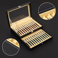 Pen Storage Box with Clear Lid Multi-Compartment Pen Storage Display Case Shielded for Collectors