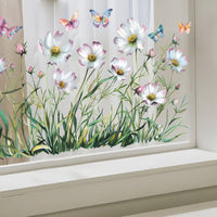 Cosmos Flower Wall Decal Self Botanical Window Cling Watercolor Design