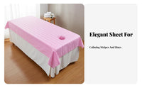 Massage Table Sheet with Face Hole Dense-Weave Weave Massage Sheet with Face Hole Satin Stripe Design Spa Bed Cover for Estheticians, Spas