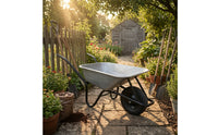 Wheelbarrow with Metal Tub Rubber Wheelbarrow Easy to Steer for Landscapers