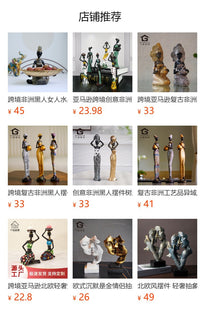 African Woman Resin Figurine for Home Decor, Modern Art Style