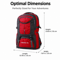 Red Large Capacity Travel Backpack Hiking Camping Bag Unisex for Extended Trips