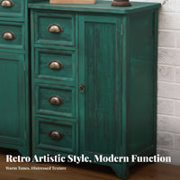Bedside End Table Mediterranean Look 2-Door Nightstand with Drawer Vintage design sturdy Construction for Apartment Dwellers
