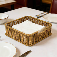 Imitation Rattan Tissue Holder Nordic Style Desktop Organizer Basket Multifunctional Woven Napkin Basket for Office Desk, Washroom, Picnic