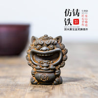 树脂聚宝盆笑狮桌面摆件家居办公室装饰品摆件高级感小众工艺品