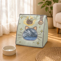 Cooling Feline House Portable Handle Feline Cave House Soft Plush for Indoor