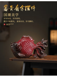 富贵有余创意陶瓷锦鲤摆件客厅电视柜玄关招财锦鲤装饰品乔迁礼品