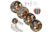 DIY Squirrel Embroidery Kit European Design Squirrel Set High-Quality Thread Printed Material Kit for Crafters, Home Decor