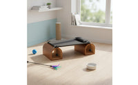 Cat Tunnel Bed Weather-Resistant Elevated Cat Bed Removable Cover Wooden Pet Cot for Cats