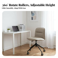 Armless Rolling Chair Height Adjustable Swivel Seat Nordic Design for Study Room
