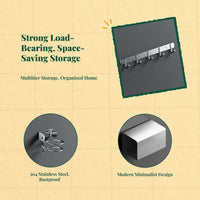 Stainless Steel No-Drill Wall Towel Rack, Removable Bar Set